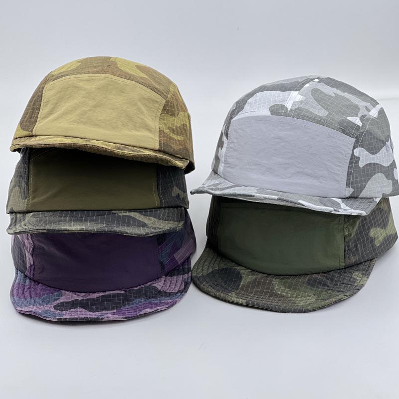 Summer new sunshade quick-drying cap five-piece camouflage splicing sunscreen cap fashionable soft-brimmed baseball cap tide