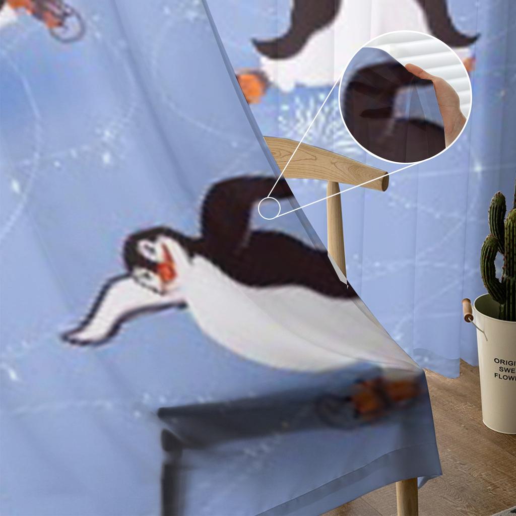 Пингвины Катание на коньках Тюль Прозрачные Оконные Шторы Для Гостиной Спальни Современные Шифоновые Вуалевые Органзовые Шторы Декор Драпировки