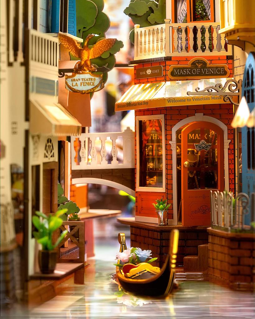 ROBOTIME DIY Book Nook Kit 3D Puzzle Миниатюрный домик со светодиодной подсветкой 3D Деревянный пазл Подставка для книг Украшение для книжной полки Ручная работа Деревянное изделие для начинающих и взрослых