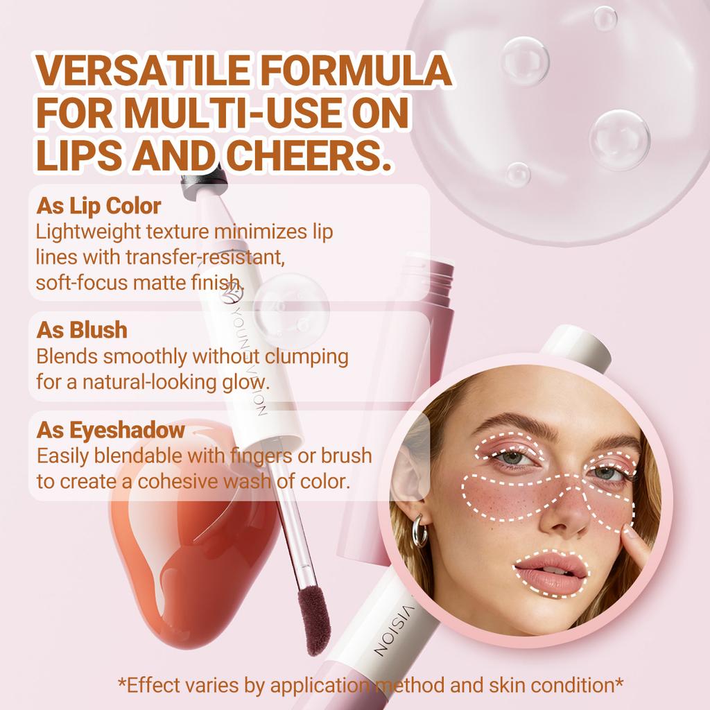 YOUNG VISION Водостойкий и потостойкий карандаш для румян и веснушек 4-в-1 с 4 оттенками