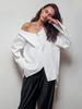 White Irregular Collar Sexy Off-Shoulder Women's Shirt - 2024 European and American Spring Fashion
