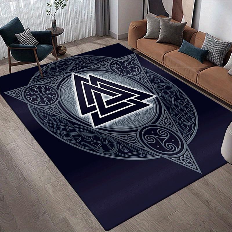 1pc Viking pattern Print, Design Indoor Area Rug - Soft, Anti-Slip, and Durable Gaming Room Decor for Bedroom, Living Room