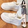 Маленькие белые туфли женские 2025 лето новые кожаные на толстой подошве с внутренней платформой универсальные повседневные туфли сетчатые дышащие и удобные женские ш