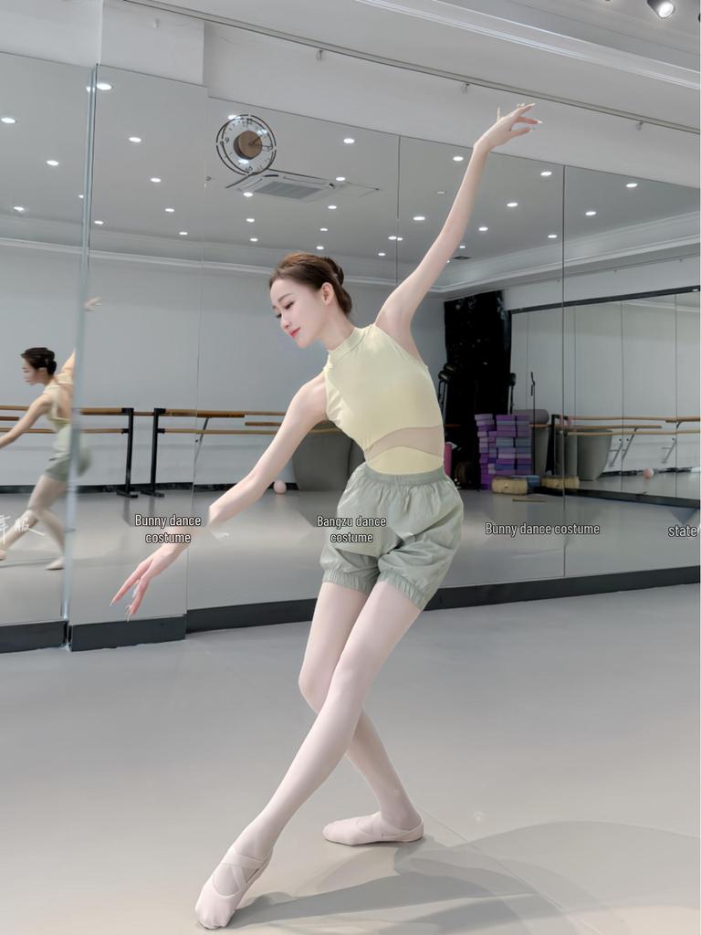 Женский балетный купальник-ханбок с подкладкой для танцев, экзаменов по искусству, йоги и выступлений.