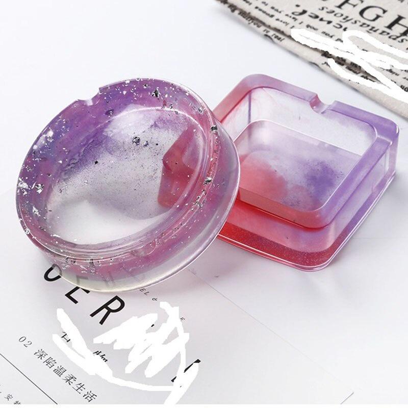 New Mirror Ashtray Silicone Mold Crystal Epoxy UV Resin Plastic Manual Flower Container Glossy Polished DIY Crafts