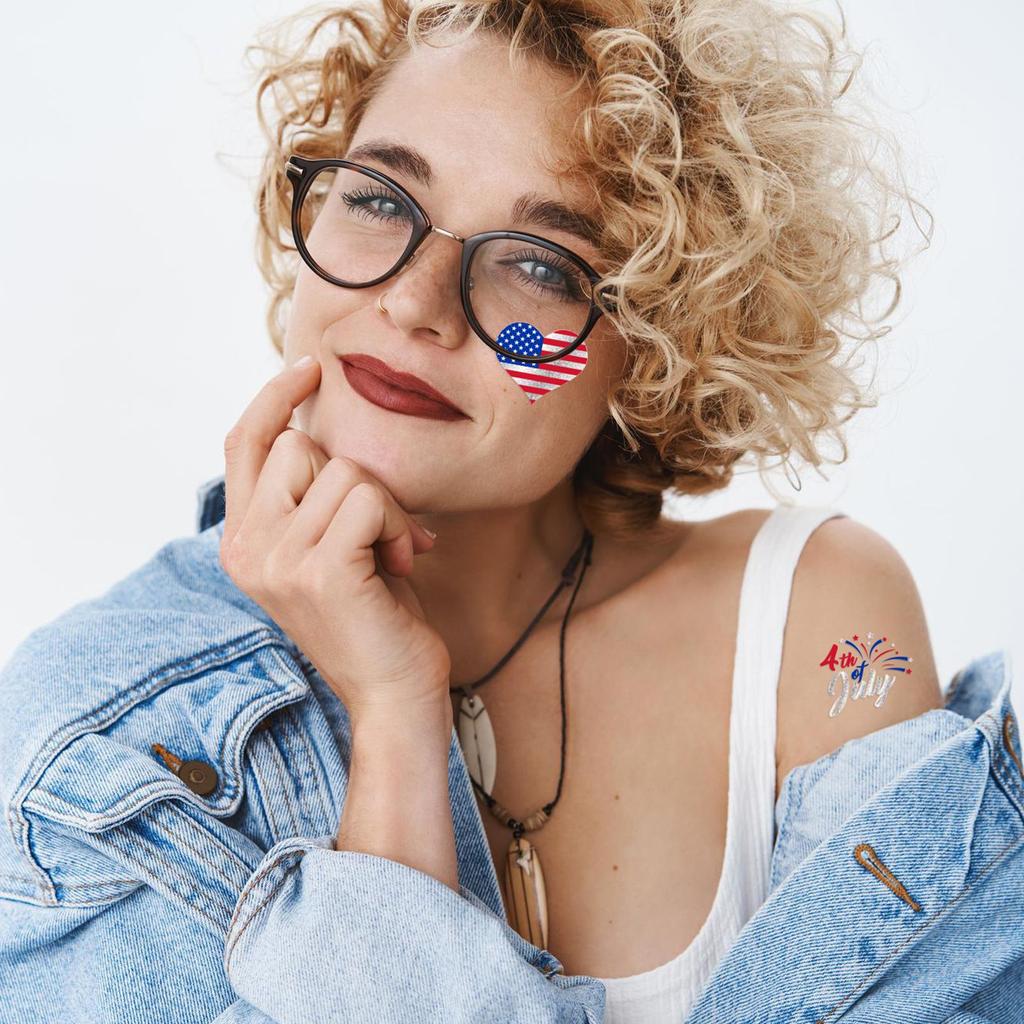 Горячая серебряная пудра для лица наклейка татуировка наклейка США картина вечеринка водонепроницаемая татуировка наклейка