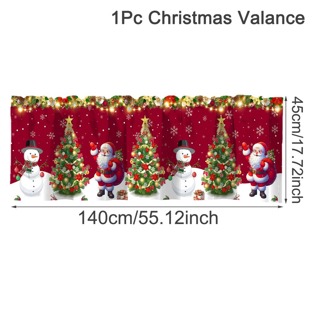 Christmas Curtain Xmas Rod Pocket Window Treatment for Living Room Kitchen Bedroom Christmas Decorations For Home 2025