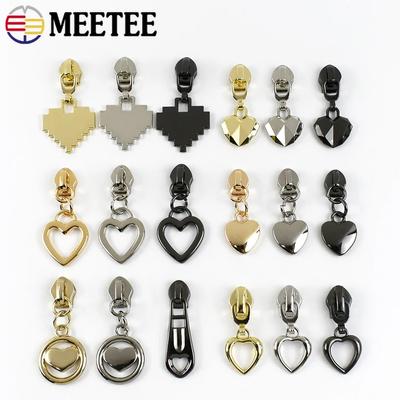 Meetee 5-50 шт. 5# Нейлоновый пуллер для молнии Одежда Сумки Молнии Ремонт Слайдер для пластиковых молний Сердце Головка молнии Ручка Швейная фурнитура