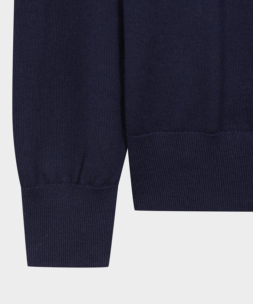 BROOKS BROTHERS Merino Wool Logo Polo Sweater (Navy) (Bbwtmnf301)
