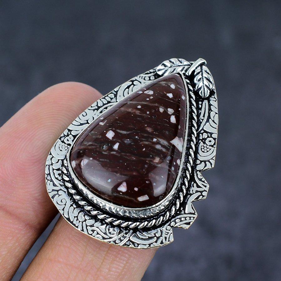 Cappuccino Jasper Gemstone 925 Sterling Silver Jewelry Gift Ring Size 7 J6s53