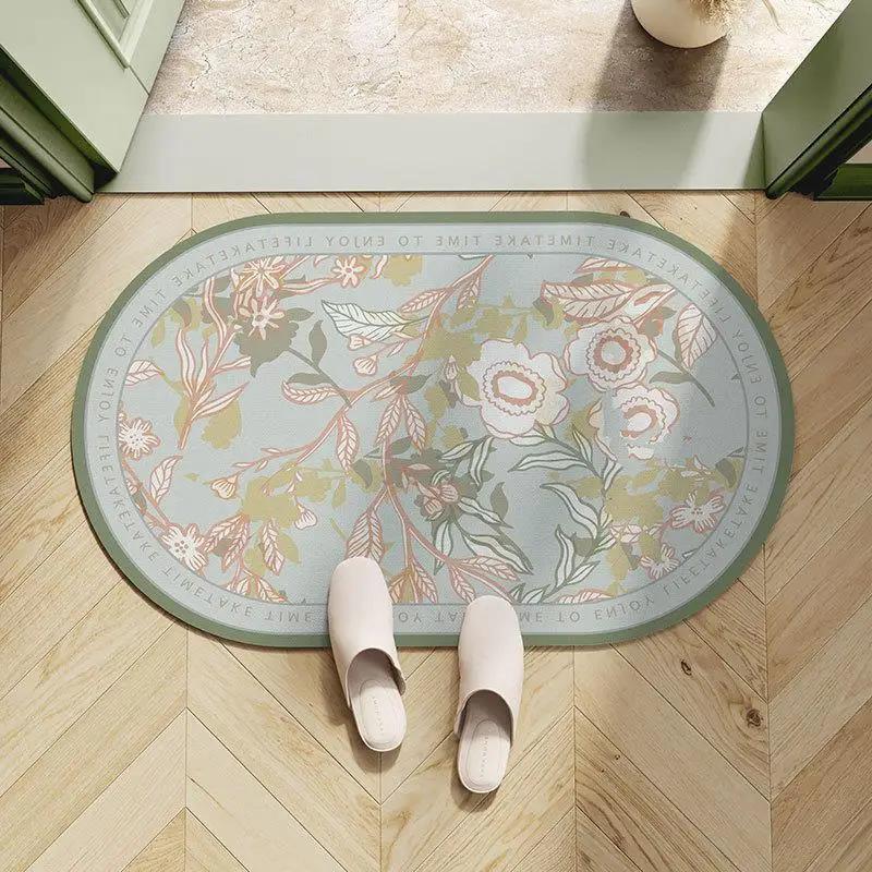 Легкий роскошный европейский цветочный впитывающий коврик для пола в ванной, коврик для двери в ванную, туалет, мягкий коврик для ног с диатомовой грязью в туалете