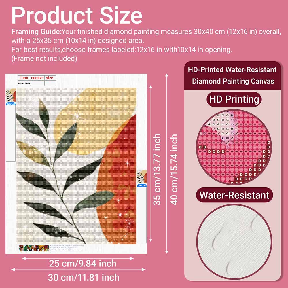 5D Diamond Painting Kit. Abstract Leaves Sun Mosaic Craft. Handmade Home Decoration for Living Room and Bedroom