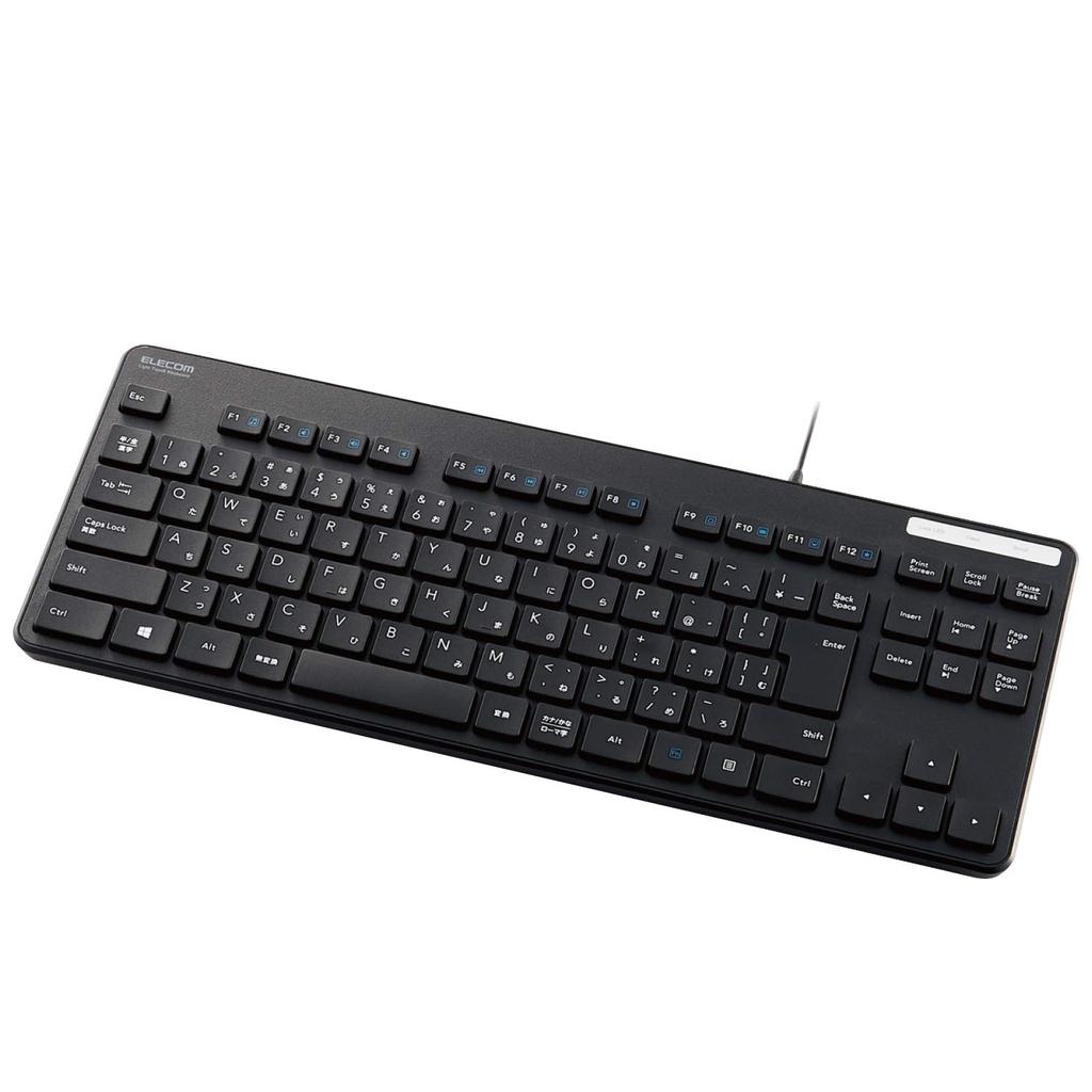 ELECOM Wired Keyboard Thin Membrane Type Antibacterial Compact Tenkeyless Black TK-FCM107KBK