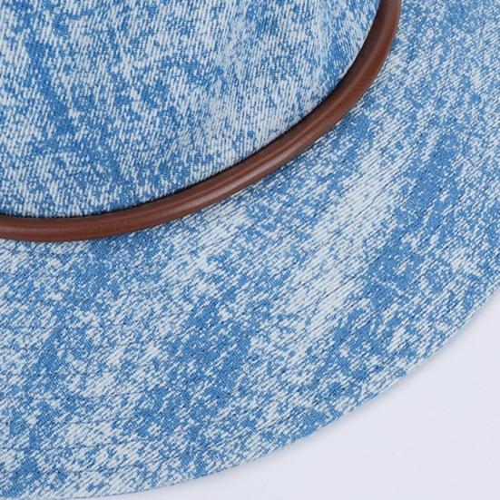 Unisex Fisherman Hat Extra Large Brim Adjustable Fit Hiking Bucket Hat Windproof Buckle Washed Denim Outdoor Travel UV Blocking