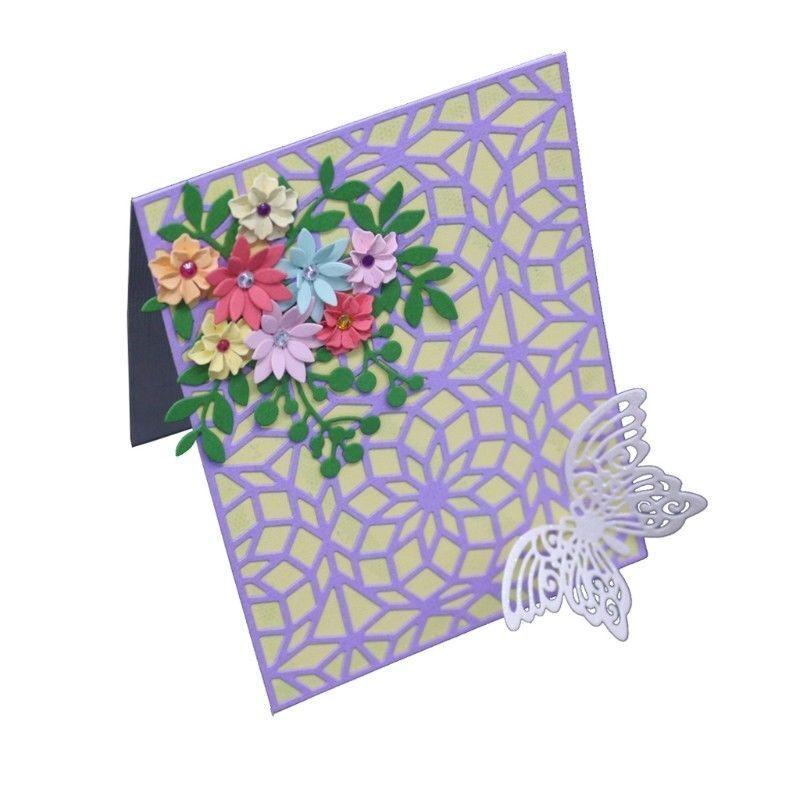 Роза Прямоугольная рамка Вырубные штампы Металлический трафарет DIY Скрапбукинг Альбом Бумажная карта Тиснение Ремесло Искусство Цветок