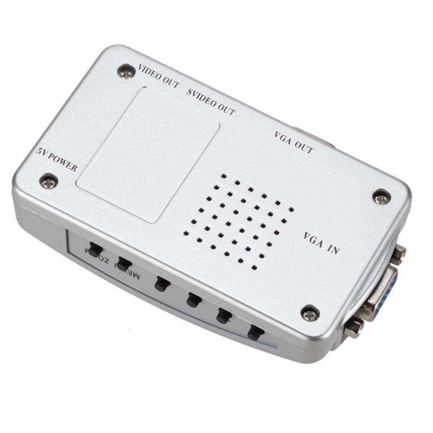VGA to RCA Adapter Composite VGA Input to AV / S-Video / VGA Output Converter for PC Laptop DVD DVR VCR HDTV Monitor Projector