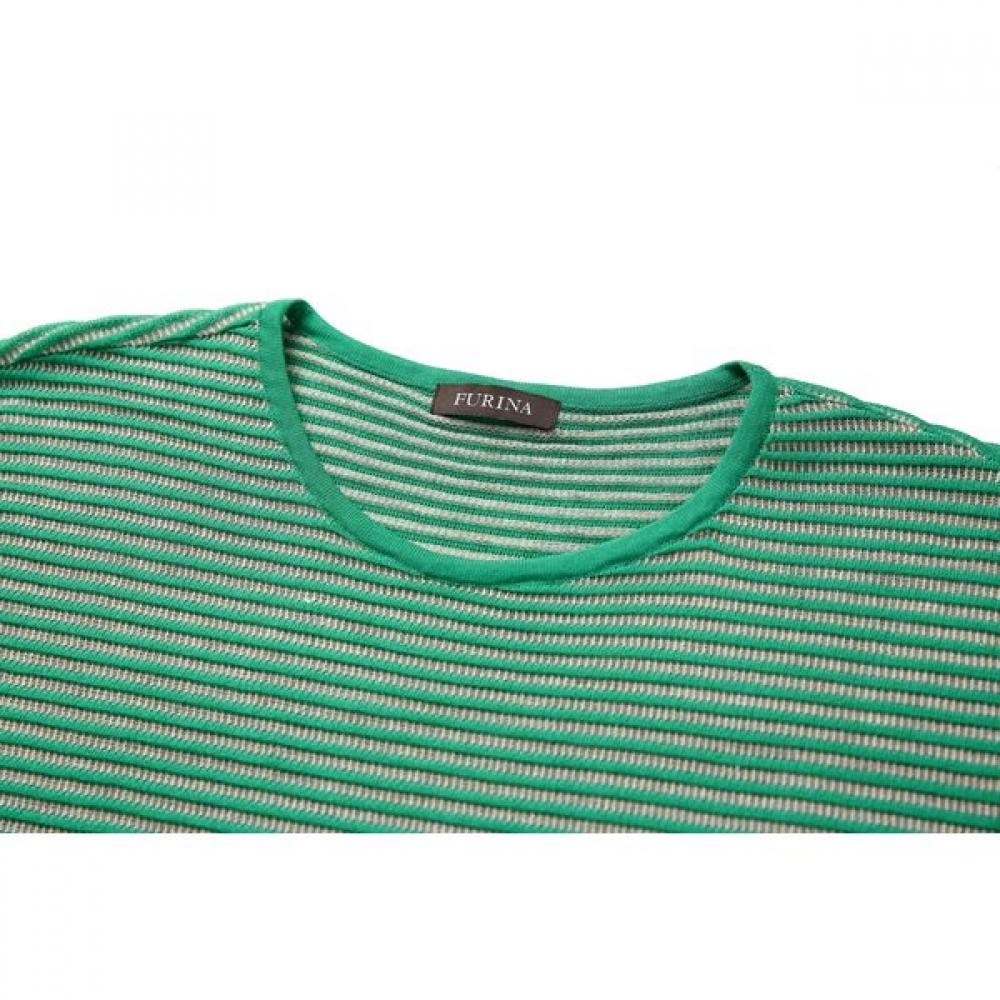 Furina ElasTic STripe ShorT Sleeve KniT T shirT