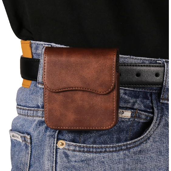 Поясная сумка из кожи для мужчин, совместимая с Samsung Galaxy Z Flip 6 5 4 3 2 1, кобура, чехол для переноски, магнитная застежка, поясная сумка, совместимая с