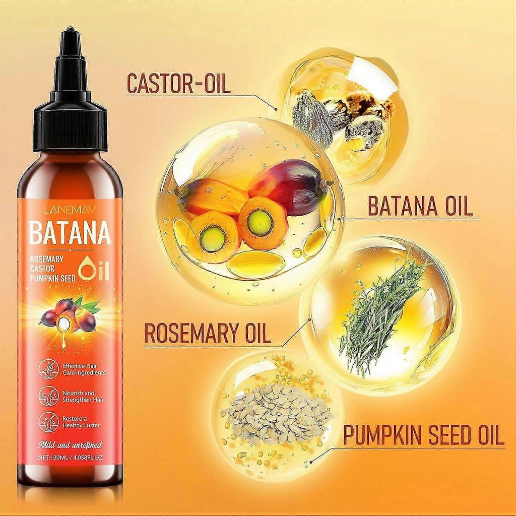 Batana Oil for Hair Growth, 4-in-1 Honduran Batana Oil with Rosemary, Castor, Pumpkin Seed Oil, Nourishes, Strengthens, Promotes Healthy Hair, 120ML