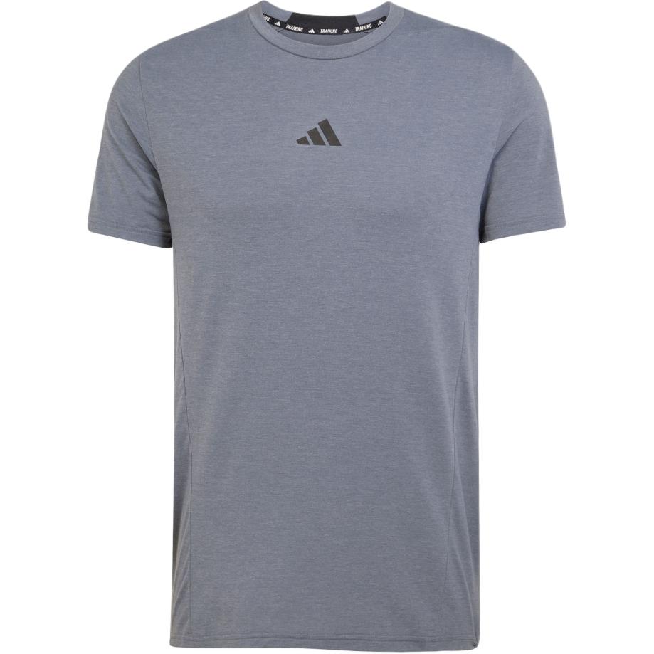 Adidas Футболка Aeroready Logo Round Neck Slim Fit с коротким рукавом, мужские топы, серые JI5766