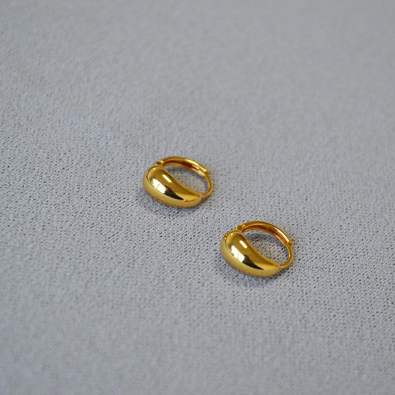 Korean Version Of Fashion Niche Daily Simple Exquisite Brass Gold-Plated Small Mini Water Drop Shape Ear Buckle Earrings Earrings