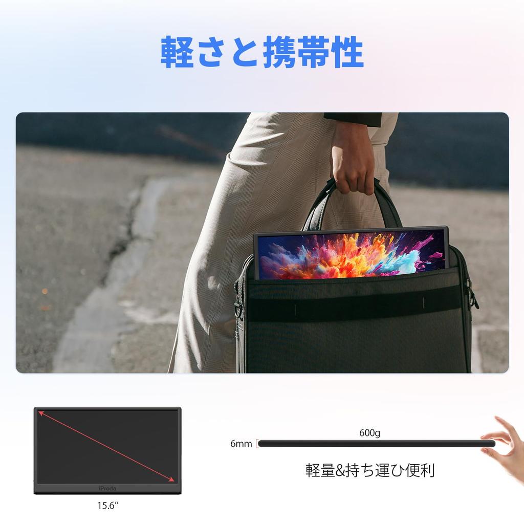 Мобильный монитор дюйм FHD 1080P Мобильный дисплей Легкий Дополнительный монитор Портативный Маленький монитор Тонкий HDMI ПК Портативный монитор Совместим с IPS LCD