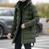 Мужское хлопковое пальто с капюшоном, завязками на шнурке, длинными рукавами, однотонная куртка, пальто с карманами, свободный крой, застежка-молния, стеганая верхняя одежда средней длины