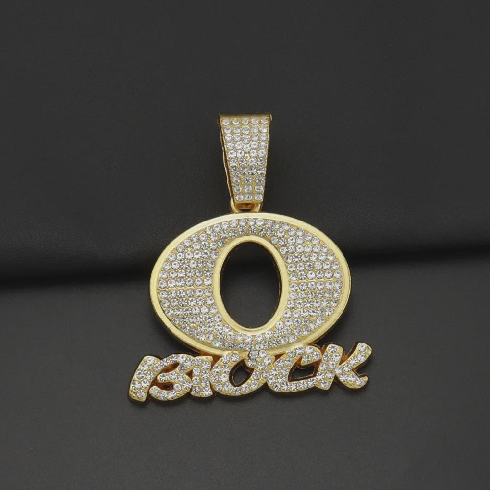 OBLOCK Letter Pendant Necklace: Trendy European & American Hip-Hop Style with Alloy and Diamond Accents