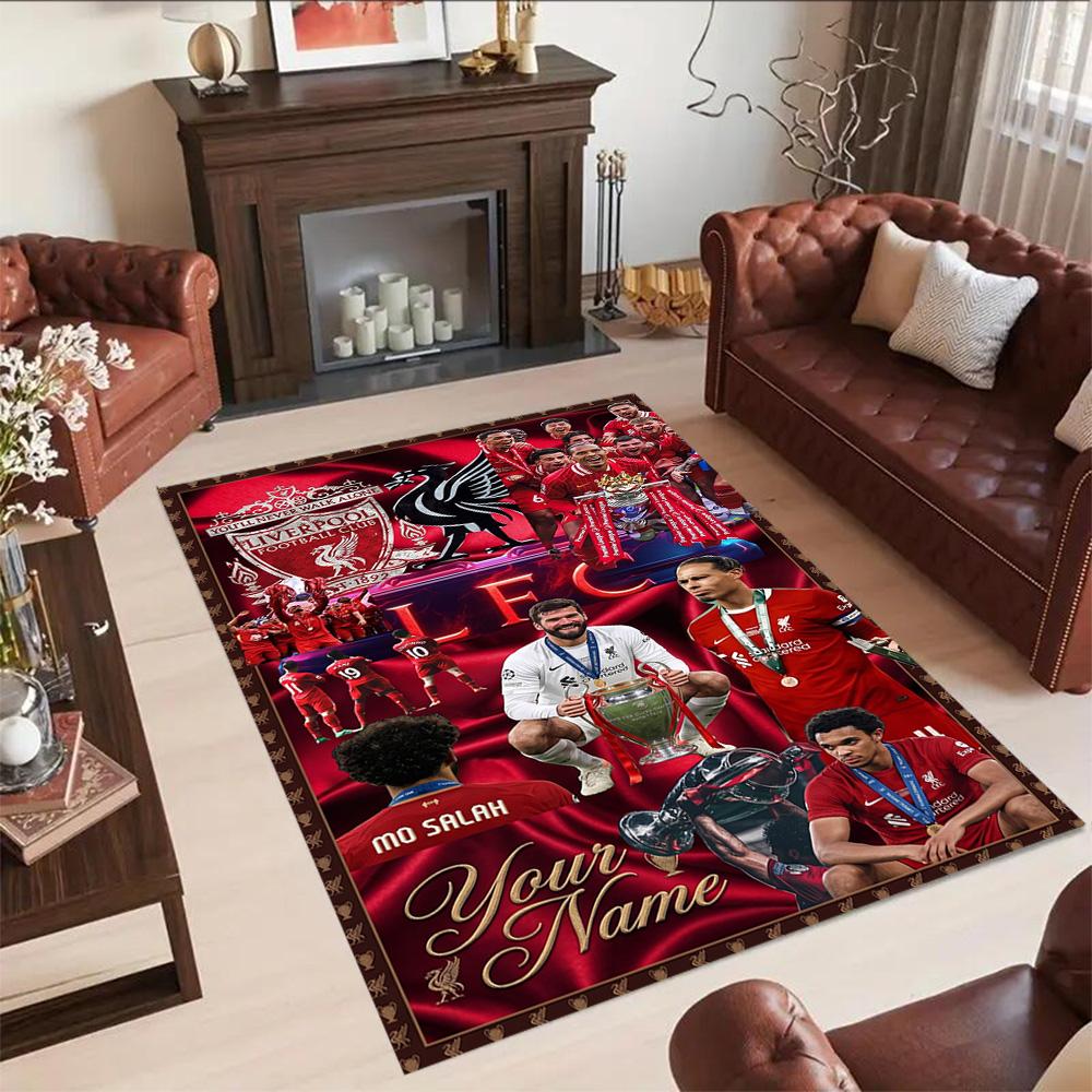 Liverpool Fc Customize Text Floor Mat Suitable For Balcony Dormitory Bedrooms Hallway Antislip Rug Decorate Offices Gift For Festivals