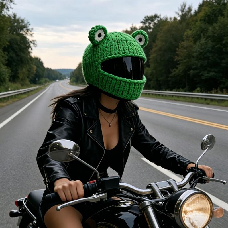 Cartoon Design Motorcycling Helmet Cover Soft Acrylic Knitting Cover For Full Face Helmet Unisex Accessory