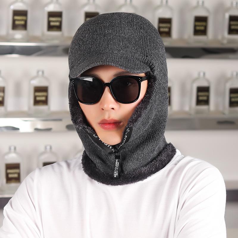 Winter Thickened Warm Knitted Beanies Hat Neckercheif For Men Women New Solid Windproof Ear Protection Caps Scarf Skullies Cap