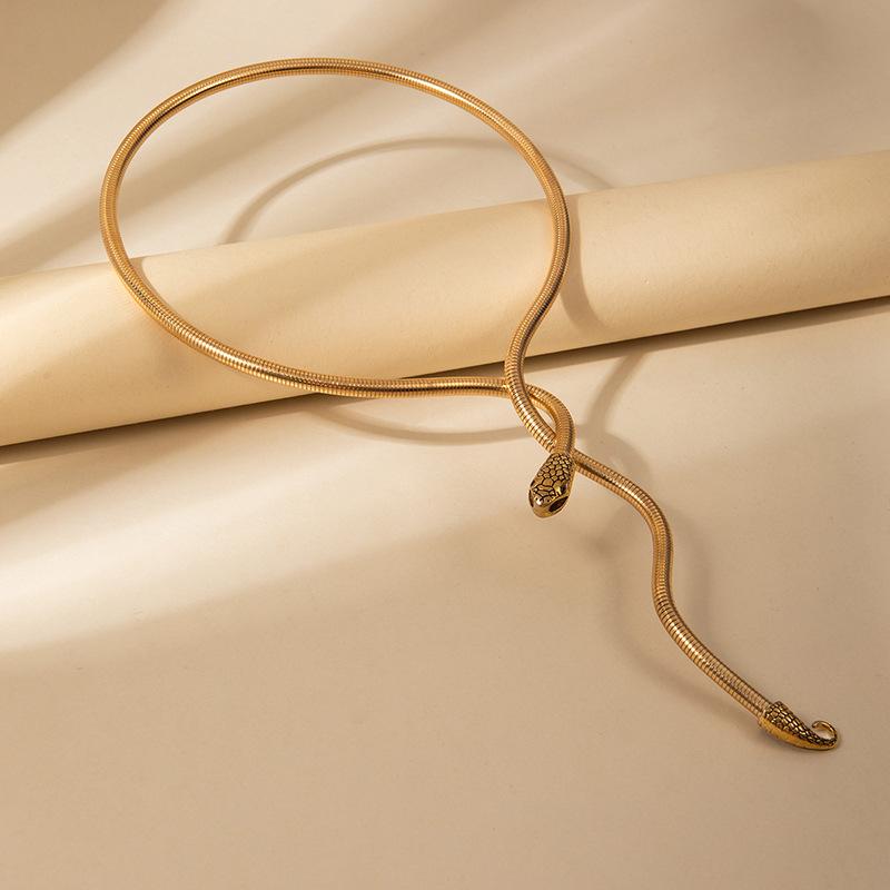 Преувеличенная личность Змея Обвивающая Ожерелье-воротник Браслет Личность Трехмерная Змея Холодный ветер Металлические украшения