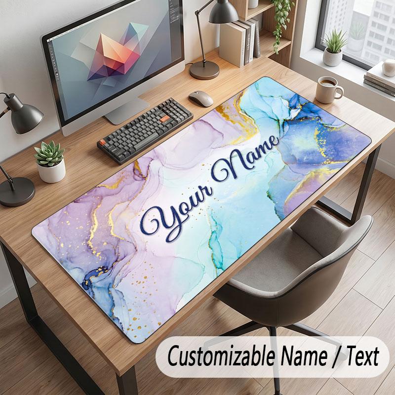 Abstract Geometric Theme Customized Mouse Pad Personalized Print Name Text Desk Mat For Home Office Table Decor