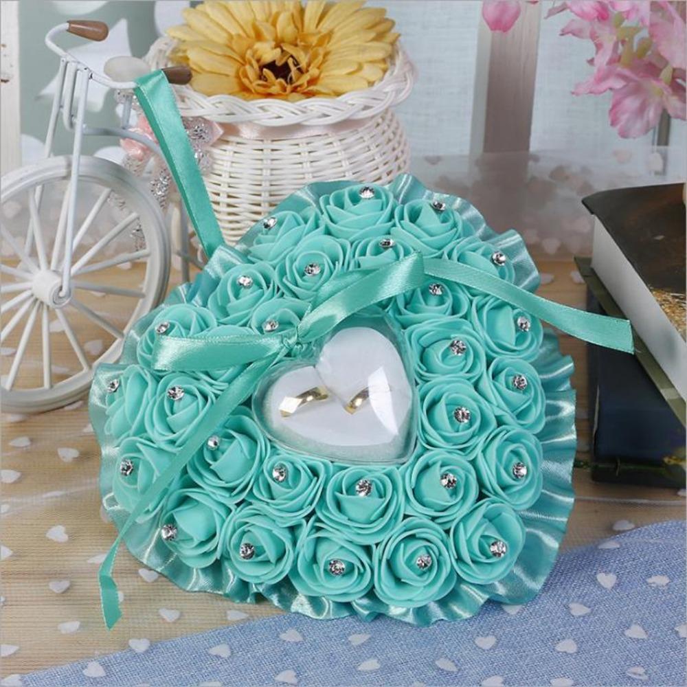 Romantic Wedding Ring Pillow Transparent Box Ring Holder Exquisite Heart Ring Pillow For Wedding