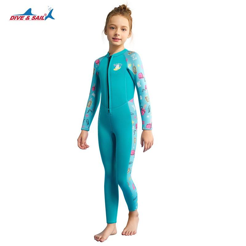 Kids 1.5mm Neoprene Wetsuit Snorkeling Swimming Surfing Warm Water Activities Blue