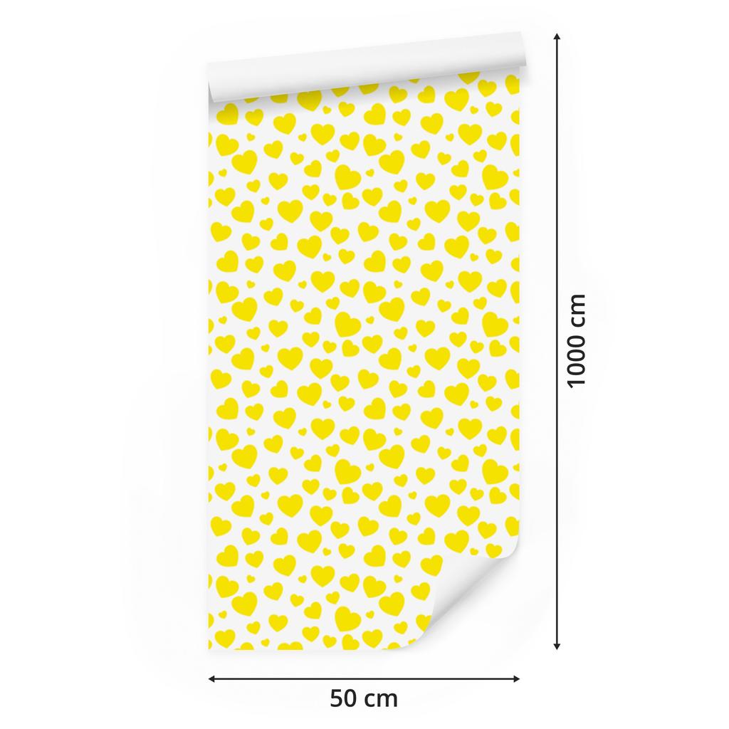 Cream, White and Yellow Hearts Wallpaper 50x1000