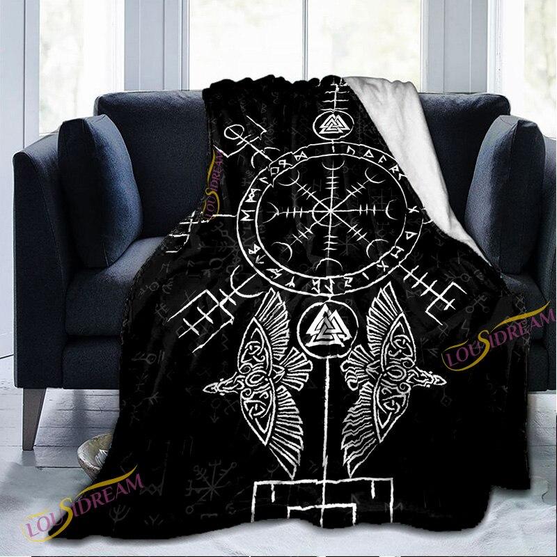 Одеяло с мистическим символом викингов, диванное фланелевое одеяло для отдыха, одноместное одеяло для дивана, психоделическое покрывало на кровать