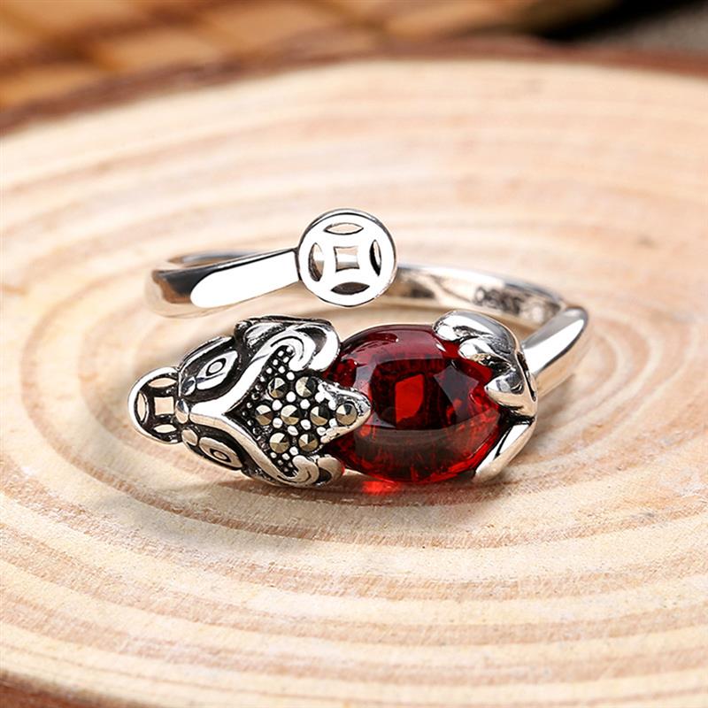 Feng Shui Ring Pixiu Mani Mantra Protection Finger Ring Amulet Wealth Lucky Open Adjustable Ring Buddhist Jewelry For Men