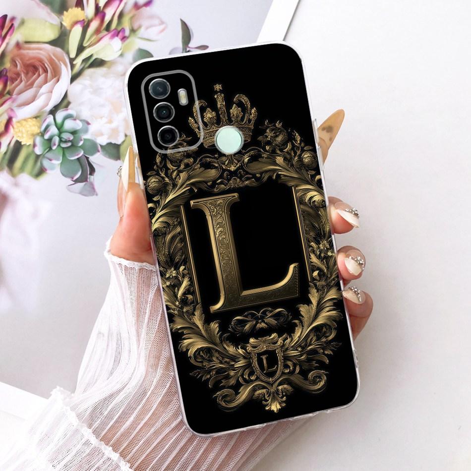 For OPPO A53 A32 A33 (2020) Royal Crown Initial Letter Couple Phone Case For Oppo A53 CPH2127 CPH2131 Soft Silicone TPU Bumpers