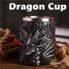 3D Дракон Пивная кружка Изделия из смолы Украшение для домашнего бара Нержавеющая сталь Вода Кофейная чашка Викинг Кружка Посуда для напитков Праздничные принадлежности Стакан для виски Чашка для вина