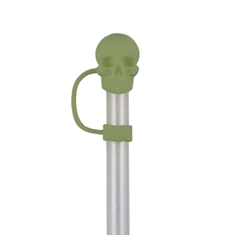 Set of 6 Unique Straw Stoppers Adorment Colorful Silicones Straw Lid Cute Skull Shaped Straw Plug Drinkware Accessorys