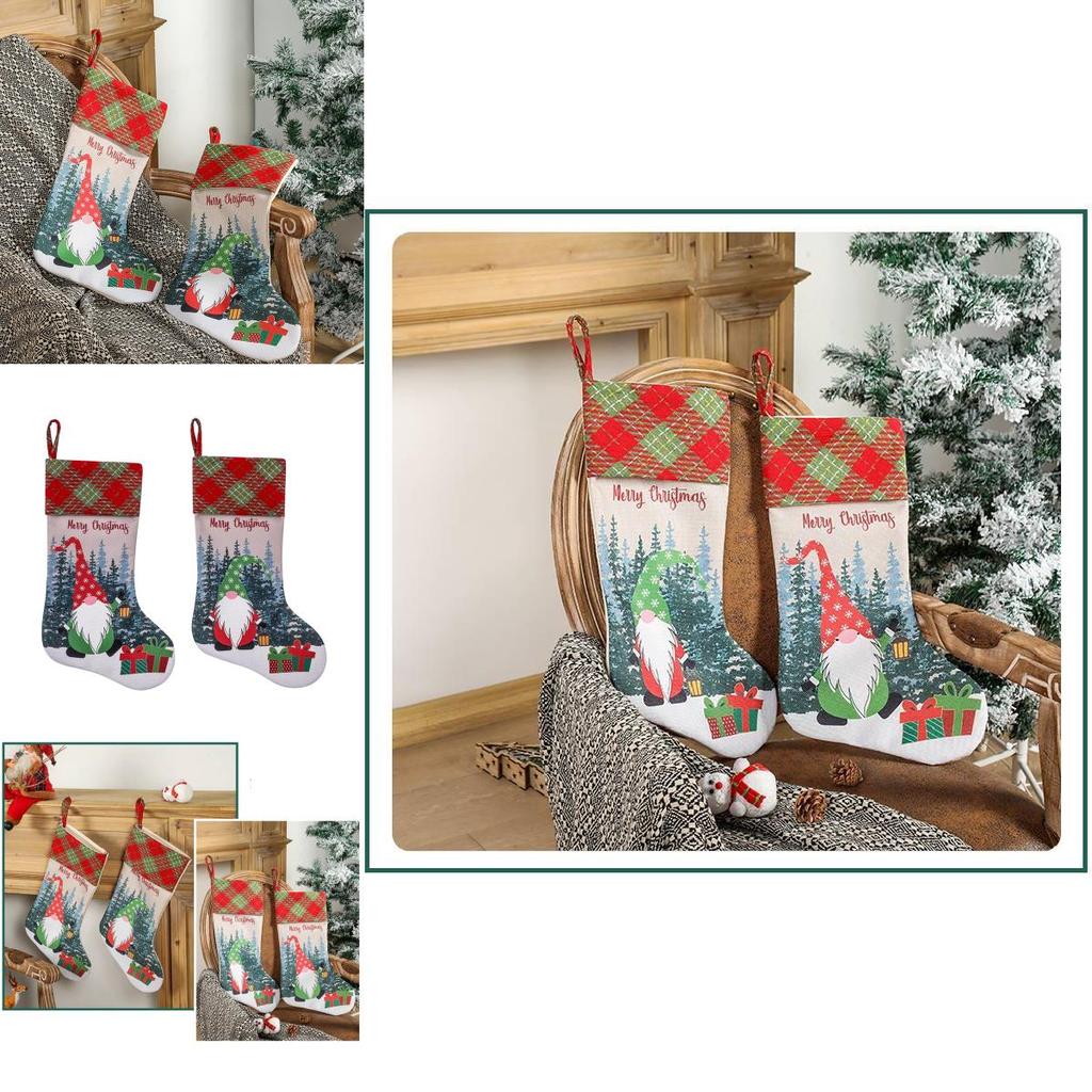 Colorful Green And Red Burlap Rudolph Christmas Stockings For Seasonal Celebrations