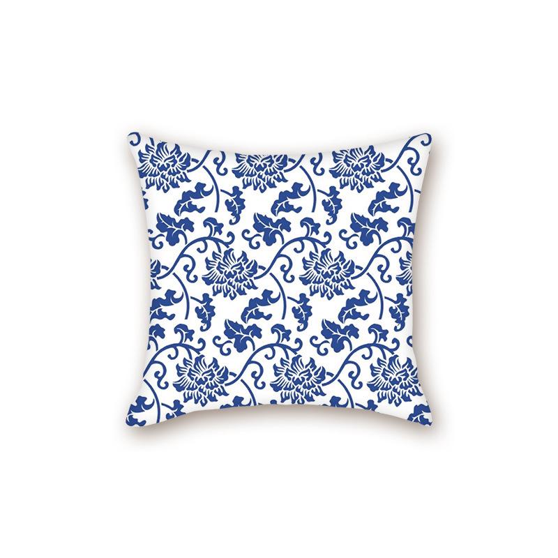 2025 Modern Blue & White Porcelain Series Backrest Pillow Cover for Sofa & Bed
