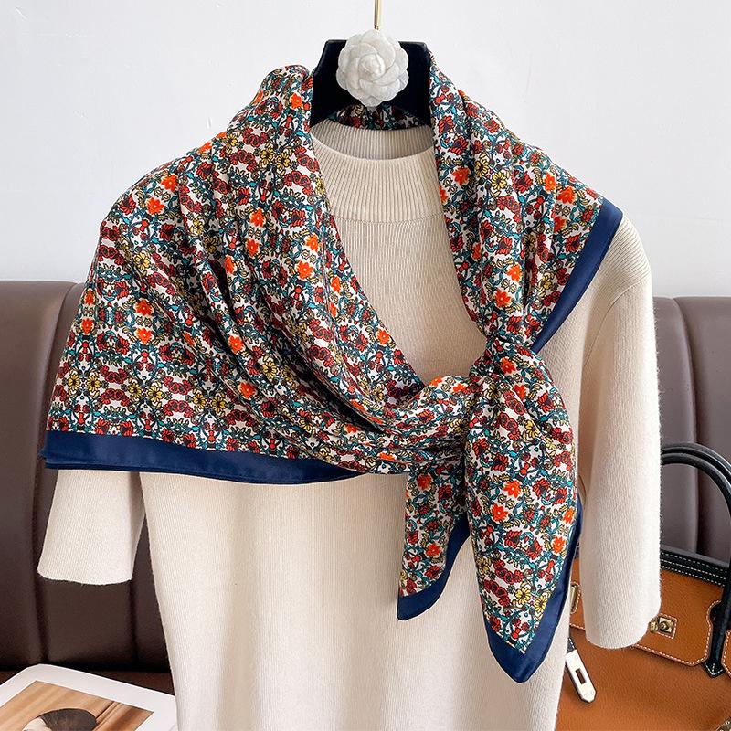 Brand Twill Silk Scarf Women Luxury Shawl Wrap 90cm Square Headband Print Neck Tie Female Hijab Satin Echarpe Bandana
