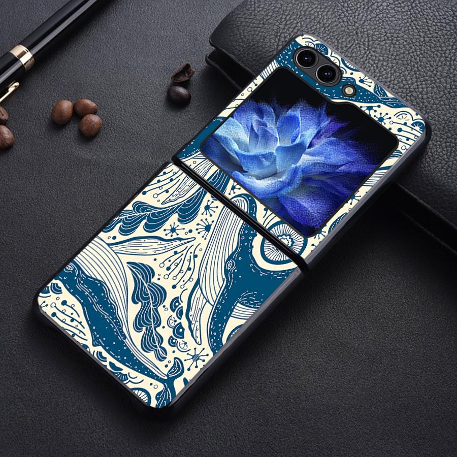 Чехол с дизайном Океан Акула Кит для Samsung Galaxy Flip5 Z Flip 7 6 5 4 3 Flip4 Flip3 Flip6 Flip7 FE Задняя крышка телефона Funda
