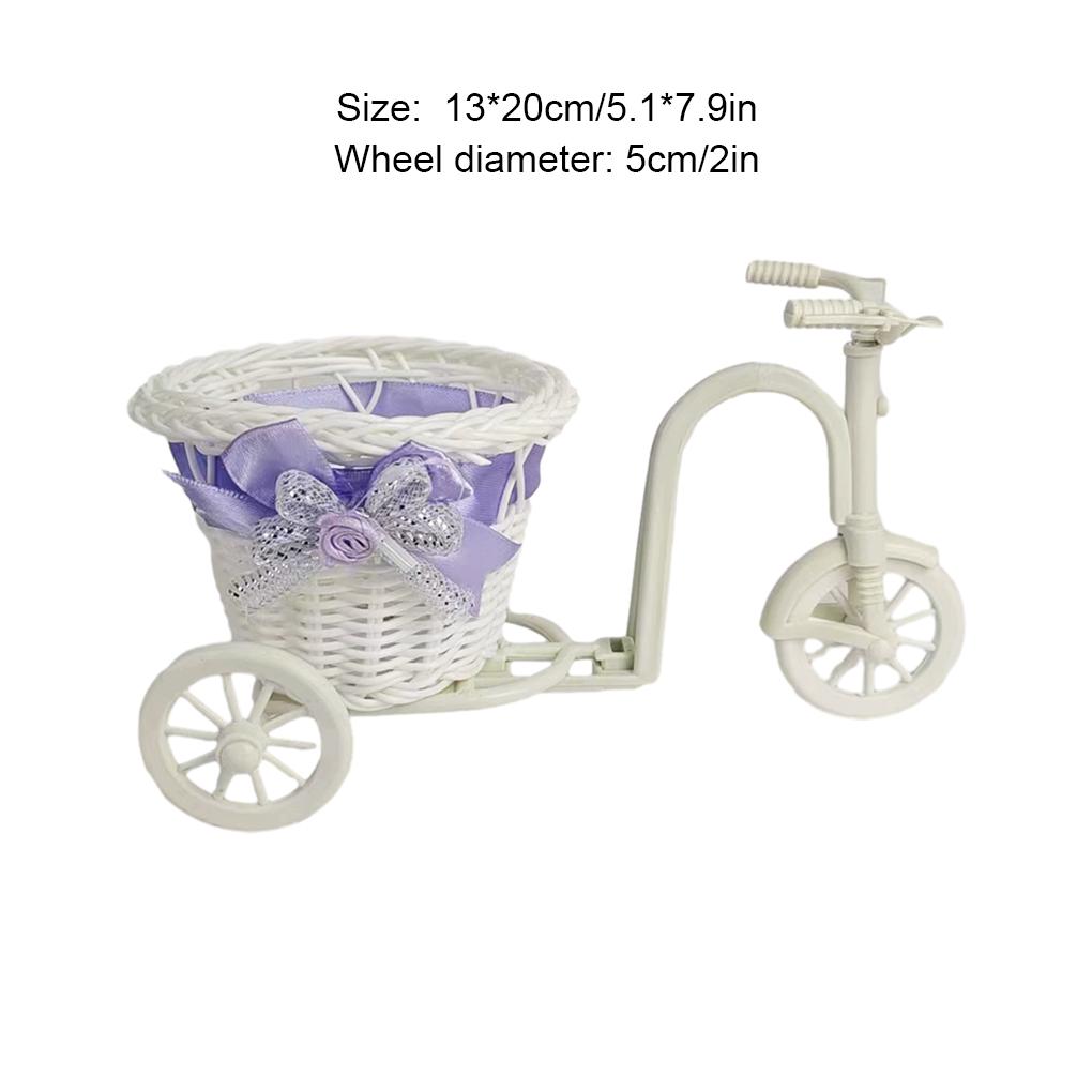 Bicycle Flower Basket Desktop Decoration Ornaments Tricycle Plastic White Vase Flower Storage Home Wedding Party DIY Decoration