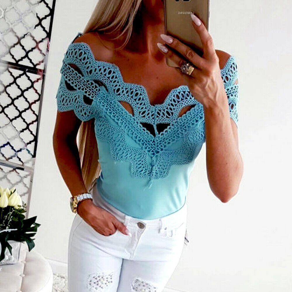 Женские кружевные футболки с коротким рукавом, модные женские летние повседневные блузки, рубашки, топы