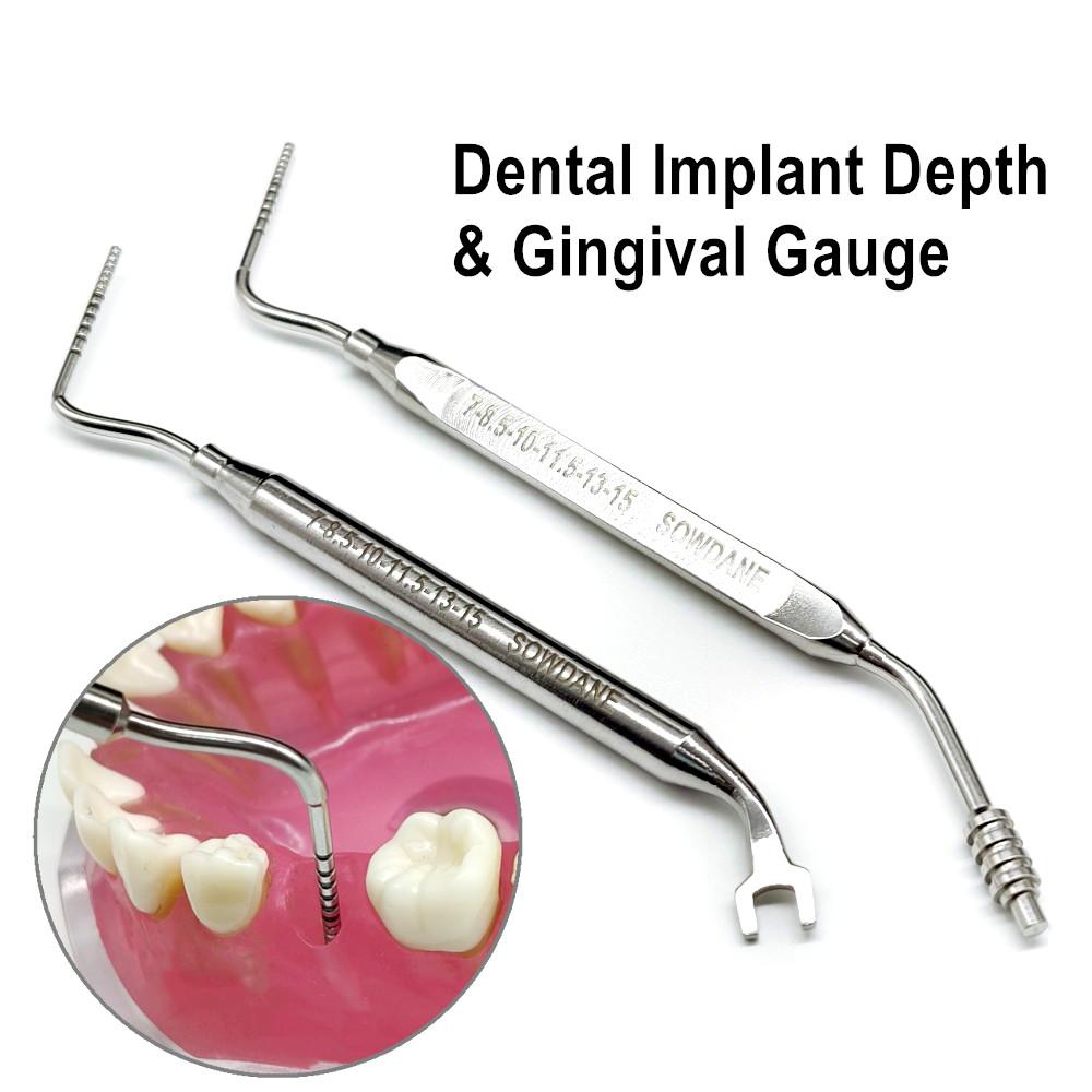 Измерительный прибор для измерения глубины зубного имплантата, линейка для измерения глубины, глубокий зонд, штангенциркуль для зубного имплантата, измерительный инструмент, нержавеющая сталь