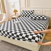 3 Piece Black and White Checkered Fitted Sheet Set Soft Microfiber Geometric Plaid Bedding with Pillowcases for Bedroom