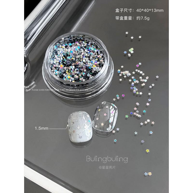 Mini Star Sequin Nail Art Charms Shiny Iridescent Pentagram Ultra-thin Shell Stickers